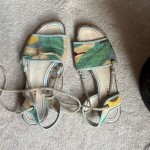 Green and Yellow Flats Comfortable Loafers